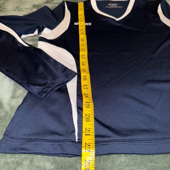 Asics Girls Junior Mintonette Long Sleeve Tee Size Medium Navy/White Volleyball - Picture 6 of 7